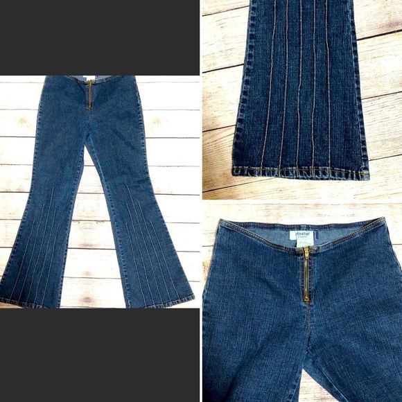 vtg y2k•low rise jeans jordache flared denim with stitch piping - Picture 2 of 10